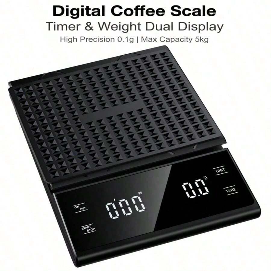 Coffee Scale Timer Scale Kitchen Scale 5kg/0.1g Electronic Scale Food Scale Digital Scale Kitchen Baking Cooking Measurement Tool Minimum Weighing 0.4g