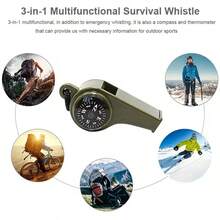 3-In-1 Multifunctional Survival Whistle With Compass And Thermometer, Portable High-Frequency Whistle For Outdoor Camping, Hiking, Cycling, Fishing, Training, Rescue - Multicolor - View 2