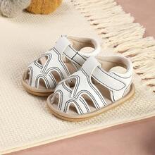 1 Pair Infant Hollow Out Solid Color Versatile Round Toe Flat Sandals Suitable For Spring Summer Autumn - White - View 6