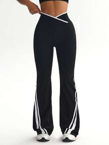 Hidkat Women's Soft Breathable Running Fitness Casual Sports Pants, Spring/Summer Casual Sports Style - Black and White - View 5