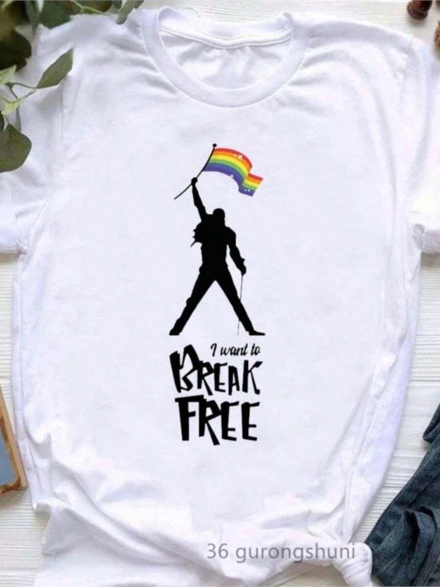 Freddie Mercurys T Shirt Queen Band T Shirt Summer Harajuku TFashion Casual Print Crew Neck Short SLeesve Plus Size T Shirt Women