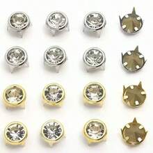 10MM 尖底章魚水鑽 50顆/包 DIY 衣物 鞋子、帽子、包包、皮革製品、裙子、髮飾、手工布料珠飾珠寶 - (Gold + Silver)100pcs - 查看 3