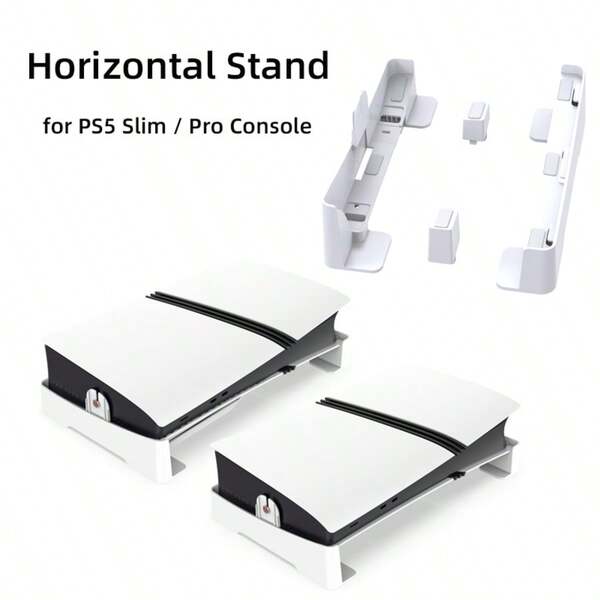 Horizontal Stand For P-5 Slim/P-5 Pro, Space-Saving Dual Mode Base Compatible With P-5 Slim & Pro Console Disc & Digital Edition, Stabilized Stand Exclusive For Gaming Room Setup, White