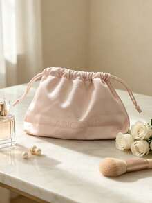 Tas Perlengkapan Mandi Kecil Mewah Lancôme dengan Motif Huruf Timbul Monokromatik, Mulut Lebar, Tas Penyimpanan Perawatan Kulit Portabel LANCOME-GIFT-21 - Merah - View 2