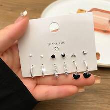 European And American Hot-Selling Fashion Oil Drop Heart Butterfly Faux Pearl Earrings Set For Women - Set 4 - View 14