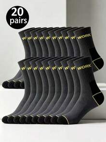 20 Pairs Men's WORK Work Socks, Thickened Wear-Resistant Protective Socks, Sweat-Absorbent Multi-Pack Long Work Socks - Multicolor - View 5