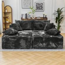 VerdeCore 72" Oversized Cloud Sectional Sofa Bed, Double Lounge Chaise, No Assembly Required, Boneless Fluffy Couch With Plush Cushions, Modern Sleeper Loveseat For Small Space, Living Room, Apartment, Movie Night - 深灰色 - 查看 9