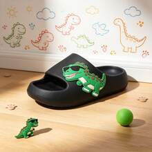 Fashion Glasses Tyrannosaurus Rex 3D Patch Kids Slippers, Personalized Hip-Hop Fun Style, Lightweight & Dirt-Resistant, Boys' Summer Vacation Home Slide Sandals - Black - View 5