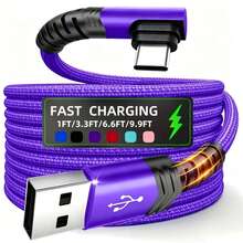 Cargador rápido Tipo-C, Cable de datos USB-A a USB-C, Cable de carga USB-C trenzado, compatible con Apple, One+ y otros teléfonos inteligentes - Multicolor - Ver 3