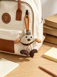 1pc Handmade Nut Shell Doll Bag Charm, Shakes To Make Healing Sound, Suitable For Academic, Vintage, Vacation Style Bag Decoration, Also Can Be Used For Car Decoration - Champagne - View 1