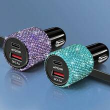 Bling Bling Car Charger, Diamond 3-In-1 Retractable Charging Cable, USB Charging Cable, Fast Charging, Cute 3-In-1 Fast Charging Cable, Suitable For Women, Compatible With Smartphones, Dashcam, GPS, Perfect Gift For Holidays/Birthdays - Multicolor - View 12