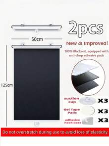 1pc/2pcs Blackout Roller Blinds, Suction Cup Installation, No Drilling Required, Easy To Use, Suitable For Car Windows And Home Windows For Heat Insulation, Sun Protection, Freely Expandable, Modern Style, Suitable For Bedroom And Multiple Rooms (Please Note), Please Soften With Hot Water Before Use And Place In A Well-Ventilated Area For 1-3 Days To Remove Odor From Material - Sunshade Roller Blind - View 13