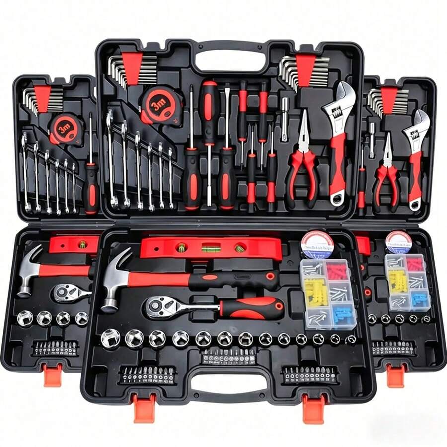 115/46件套終極汽車維修工具組-頂級棘輪扭力扳手與多功能螺絲起子組-超便攜全方位解決方案,適用汽車、自行車與摩托車保養 - 彩色 - 查看 1