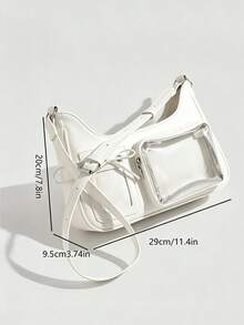 2025 New Japanese Style Bow Decor Crossbody Bag, Transparent, Anime-Inspired, Commute & Everyday Use - White - View 6