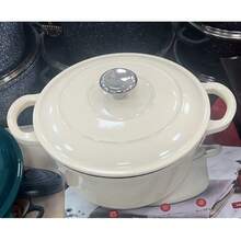 Round Enamel Cast Iron Pot With Lid And Side Handles, 4L Covered Casserole With Gloves For Home Kitchen Use - View 9