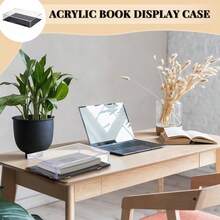 2pcs File Storage Box Book Display Box Storage Box Multi-Purpose Storage Box Transparent Acrylic Box Book Protection Box With Black Base, For Displaying Action Figures Home Storage And Organizing Collections - Multicolor - View 5