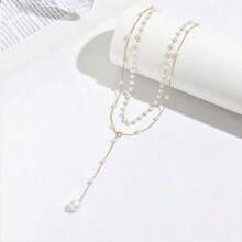 1 buah Kalung Liontin Mutiara Dua Lapis - Emas - View 4