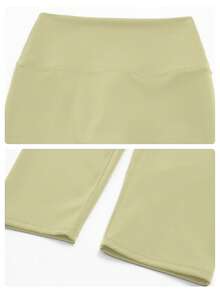 MFVIM Women's 2-Piece Solid Color Slim Fit Short Sleeve T-Shirt And Capri Length Leggings Set, Casual Outdoor Sports Fitness Outfit - Green Bean Color - View 11