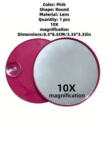1pc 10x/20x/50x/60x Magnifying Makeup Mirror With Suction Base, Handheld Size, Suitable For Bathroom, Travel, Office Eye Makeup And Grooming - Black - View 24