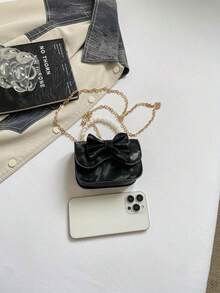 女童時尚斜挎手提包 公主款小方包 百搭女童單肩包 - 黑色 - 查看 5