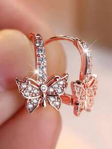 1pc Elegant Cubic Zirconia Hoop Earrings Women Wedding Anniversary Accessory Gift - 1# - View 1