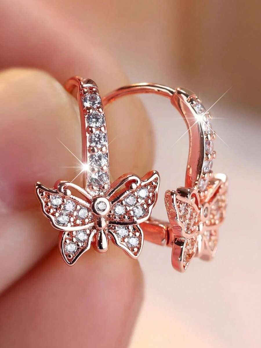 1pc Elegant Cubic Zirconia Hoop Earrings Women Wedding Anniversary Accessory Gift - 1# - View 1