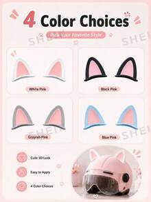 2pcs 3D Cute Cat Ear Helmet Decorations - Colorful Cartoon Animal Accessories Suitable For Motorcycle, Electric Bicycle, Moped, Bicycle Helmets, Fun And Fashionable Headwear - A - View 10