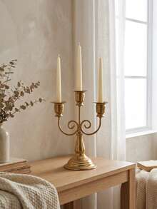 1pc Vintage European Style Iron Candle Holder/Candle Stand, Candlelight Dinner Photography Prop, Candlelight Dinner Wedding Table Decor, Room Decor/Home Decor/Dining Table Decor/Wedding Candle Decor, Suitable For Weddings, Holidays, Home Tabletop Decor, Parties, Weddings, Girlfriend Gifts/Winter Gifts, Thanksgiving/Christmas/Halloween - Gold - View 12