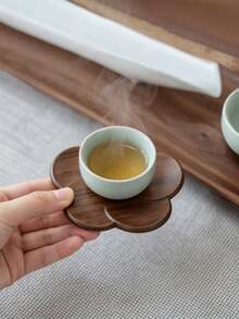 6pcs/4pcs/2pcs/1pc/1set Black Walnut Wood Coasters, Teapot Mat, Heat Resistant, Creative Flower Shape Round Wooden Coasters, Coffee Cup Coasters, Suitable For Desktop Decoration, Restaurant, Kitchen, Living Room, Bohemian Style Kitchen And Living Room Decor Table Mat, Holiday Gift - Multicolor - View 5
