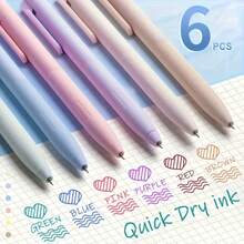 6pcs Assorted Color Neutral Pens Office Supplies Ballpoint Pens Colored Pens Back To School, 0.5mm Colored Signature Pens Student Writing Ink Pens Ballpoint Pens School Office Stationery - Morandi - View 1