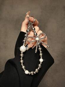 Luxury Korean Style Rhinestone Phone Lanyard (With Transparent Clip), Bowknot Anti-Loss Design, Fashion Phone Case Accessory, Suitable For Women's Bags And Keychains - Multicolor - View 4