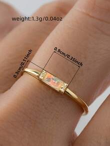 1pc Charming Cubic Zirconia Ring Women's Wedding Engagement Party Jewelry Valentine's Day Gift - Yellow Gold - View 3