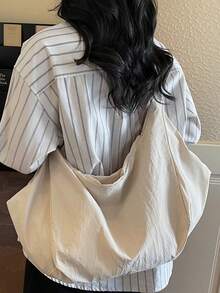 純色休閒尼龍女款後背包，多功能時尚托特包，大容量馬鞍包，通勤女款單肩包，輕便日常使用包，便利旅行包，適合學生、旅行、度假、出差、日常通勤、購物、辦公、約會、戶外活動，生日禮物，節日禮物 - 彩色 - 查看 10