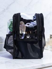 Adjustable Shoulder Strap Makeup Brush Storage Bag, Large Capacity, Professional Makeup Artist Use, Transparent Window, Dust-Proof, Travel Portable (Makeup Brushes Not Included) - Multicolor - View 9