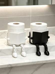 2/1pc Book Lover Exclusive Fun Toilet Paper Holder, Sitting Reading Figure Toilet Paper Holder, Desktop Standing Tissue Storage Decorative Rack, Suitable For Desktop Storage, Bathroom Storage, Bathroom Accessories, Kitchen Storage, Kitchen Accessories, Home Storage, Home Decor, College Dorm Essential, Back To School, Halloween, Christmas Gift Best Choice - Multicolor - View 3