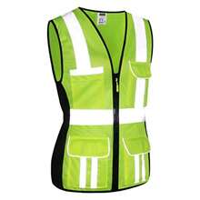 Women Safety Vest, Multi Pockets High Visibility Reflective Breathable Mesh Work Vest For Lady, Durable Zipper - Yellow - View 7