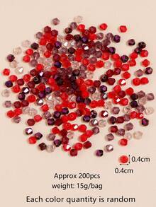 Cuentas de Cristal Rojo Puntiagudas 1 Paquete Tonos Aleatorios (Cantidad Aleatoria de Cada Color) 200 piezas/Bolsa - Rojo - Ver 4