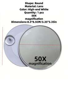 1pc 10x/20x/50x/60x Magnifying Makeup Mirror With Suction Base, Handheld Size, Suitable For Bathroom, Travel, Office Eye Makeup And Grooming - Black - View 19