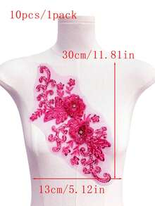 全新蕾丝网绣花水钻串珠亮片贴花，DIY 服装配饰，新娘礼服装饰，尺寸：30 厘米长 x 13 厘米宽，多种颜色可选 - 多色 - 查看 64