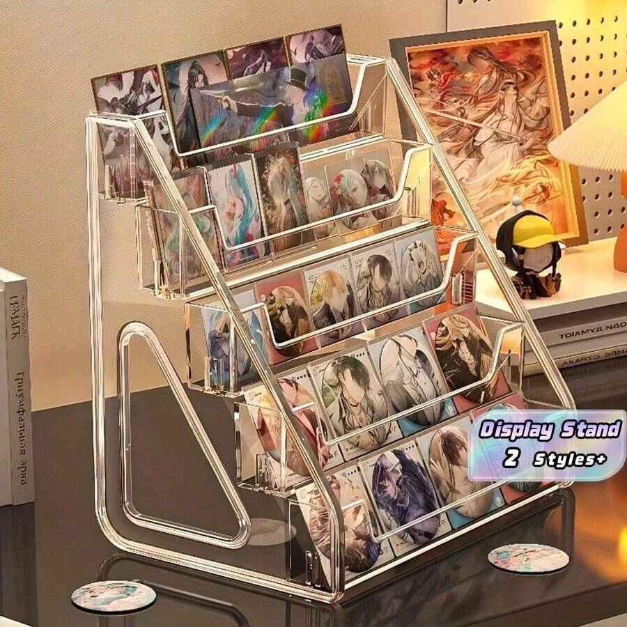 1pc 3/5 Tier Acrylic Display Stand With Transparent Shelves, Large Capacity Storage Rack For Anime Figures, Cards, Badges, Collectibles, Stable Design, Suitable For Desktop Or Exhibition Use, Transparent Acrylic Retail Display Rack - 1PC - View 1