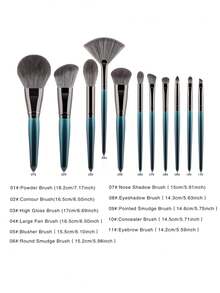 11Pcs Professional Makeup Brush Set, Soft Synthetic Bristles Cosmetic Brushes Kit, Foundation Powder Blush Contour Eyeshadow Face Makeup Tools For Beginners - Multicolor - View 3