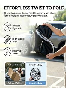 1pc Portable Universal Car Front Windshield Sun Shade, Car Interior Heat Insulation Front Windshield Cover, Summer Car Front Windshield Sun Shade, UV Protection Heat Insulation Sun Shade, RV Essential, Car Cover, Car Accessories, Camping - Upgraded and Thickened Version - View 7