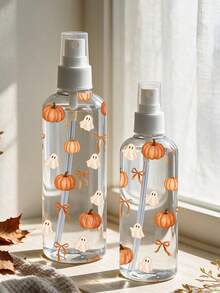 Pumpkin Bow Halloween Pattern Transparent PET Travel Spray Bottle, Multi-Purpose Fine Mist Spray Bottle, Suitable For Travel And Business Trips, Makeup Remover Dispenser Bottle, Hair Spray Bottle, Continuous Spray Water Bottle, Suitable For Hair Styling, Plants, Facial Moisturizing, Halloween Gift For Women, Students And Men, Party Decoration, Thanksgiving Decoration, Autumn Party Gift - Multicolor - View 1