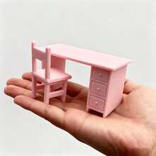 1pc White Mini Table & Chair Set - DIY Table & Chair Model Ornament Dollhouse Table & Chair Model Micro Landscape Room Decoration 3D Printed Model - Multicolor - View 10