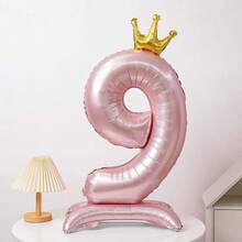 1個 42英吋特大號 4D珍珠粉數字氣球，女孩生日裝飾，1歲生日拍照道具，生日裝飾氣球 - 粉紅色的 - 查看 9