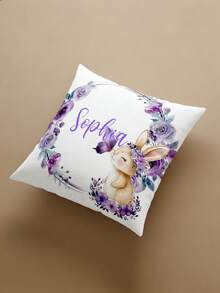 1 Stück anpassbarer personalisierter Textdruck doppelseitiger Kissenbezug, Meerjungfrau Kissen, Cartoon Kaninchen Kissen, Ballettmädchen Kissen, Kissenbezug, gemusterter Kissenbezug, geeignet für Feiertagsgeschenke, DIY gemusterter Kissenbezug, Geschenk für Familie, Freunde und dich selbst - Violett - Übersicht 7