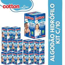 Kit Conjunto 10 Algodão Hidrofilo Caixa 25g Cotton Line Limpeza Maquiagem - Visão 3