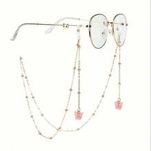 Cadena de gafas con colgante de mariposa retro (sin incluir gafas) de metal con cuentas multicolor, cuerda de suspensión antideslizante, adecuada para guardar gafas - estilo regular - Ver 5