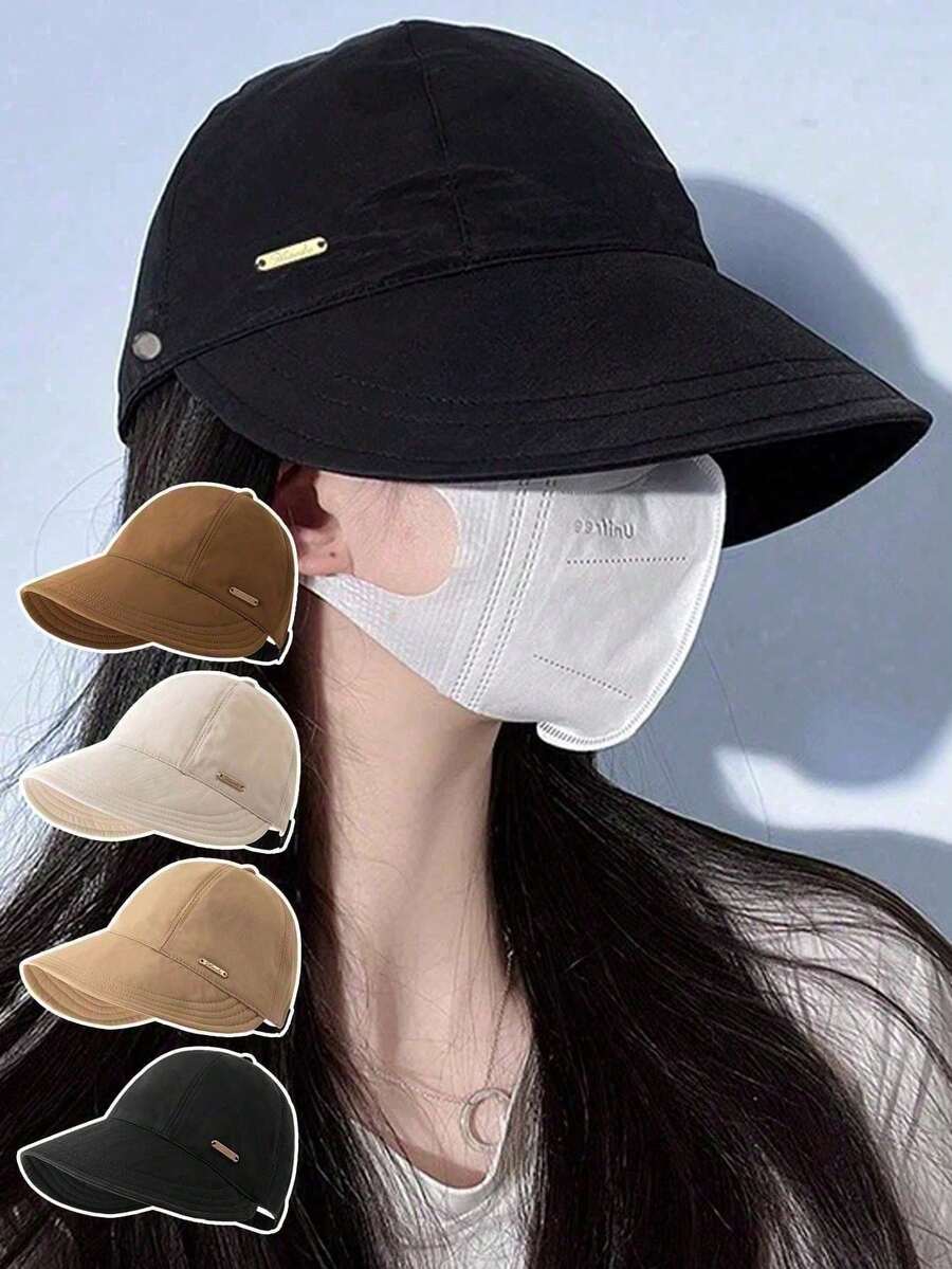 女款輕量可折疊棒球帽,可調節寬帽簷遮陽帽,臉部防護與防紫外線,適用10種以上場合,春夏日常穿著,時尚風格 - 彩色 - 查看 1