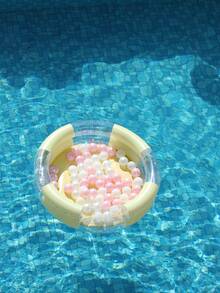 Multi-Color Sequin Inflatable Swim Ring, Adult Summer Beach Water Hammock Floating Mat, Includes Ocean Balls - 彩色 - 查看 9